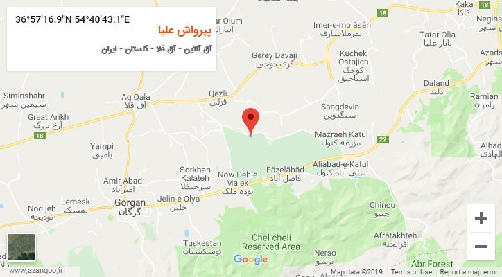 روستای پیرواش علیا بر روی نقشه