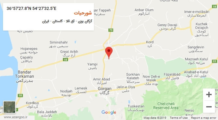 روستای شورحیات بر روی نقشه
