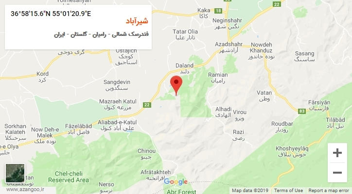 روستای شیرآباد بر روی نقشه