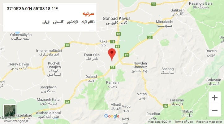 روستای سرتپه بر روی نقشه