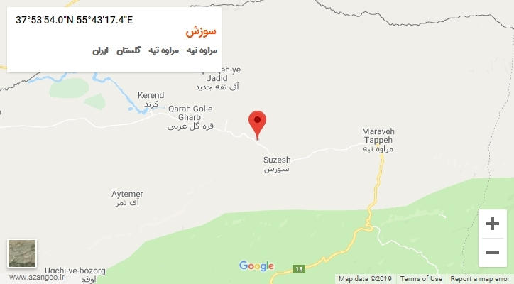 روستای سوزش بر روی نقشه