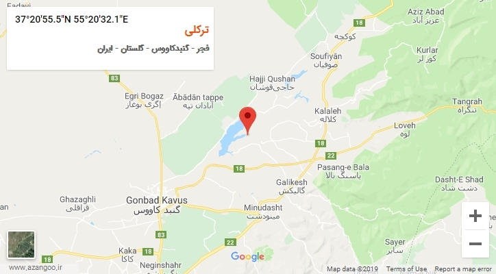 روستای ترکلی بر روی نقشه