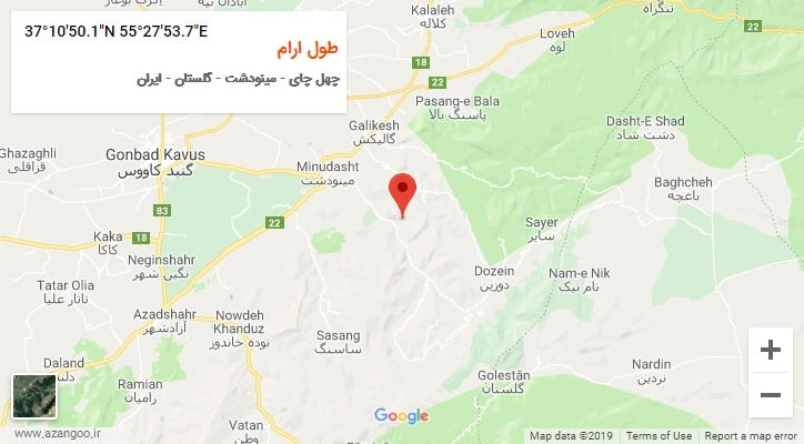 روستای طول ارام بر روی نقشه