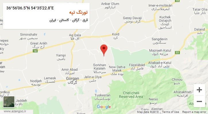 روستای تورنگ تپه بر روی نقشه