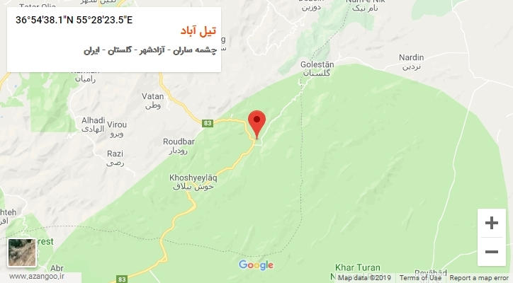 روستای تیل آباد بر روی نقشه