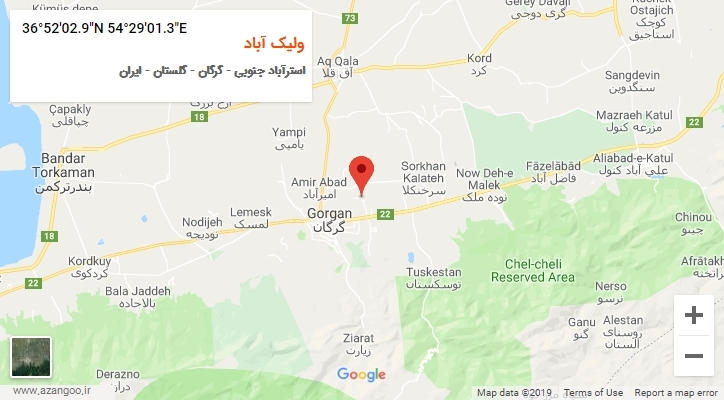 روستای ولیک آباد بر روی نقشه