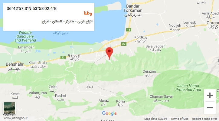 روستای وطنا بر روی نقشه