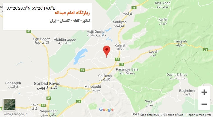 روستای زیارتگاه امام عبداله بر روی نقشه