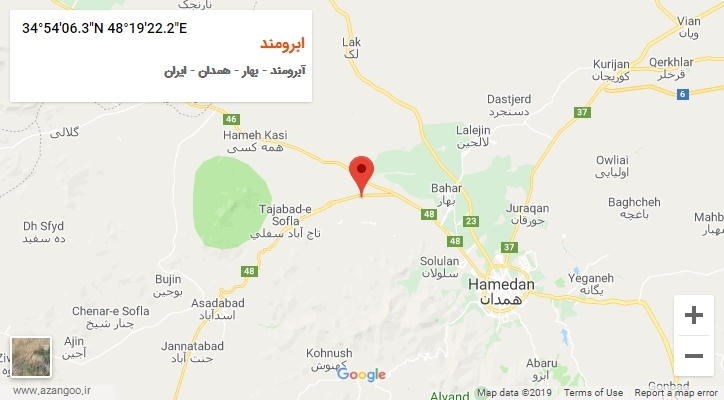 روستای ابرومند بر روی نقشه