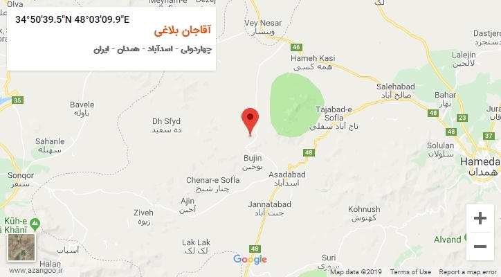 روستای آقاجان بلاغی بر روی نقشه