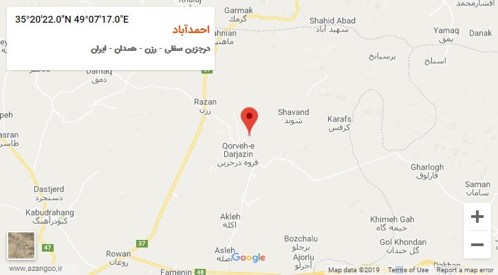 روستای احمدآباد بر روی نقشه
