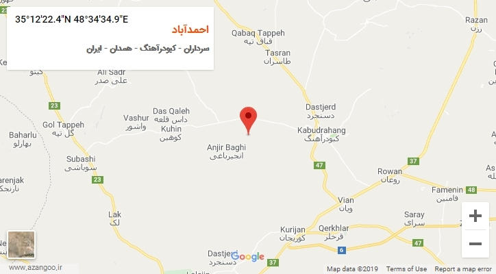 روستای احمدآباد بر روی نقشه