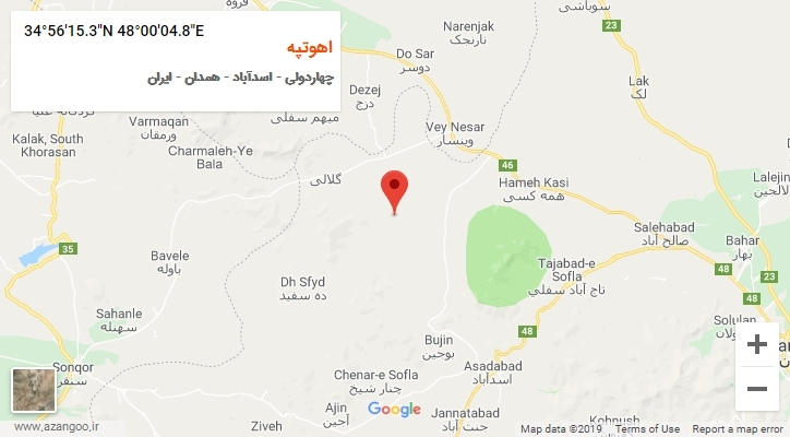 روستای اهوتپه بر روی نقشه