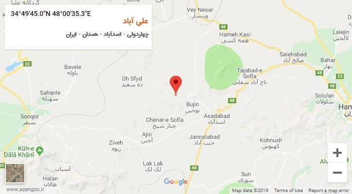 روستای علی آباد بر روی نقشه