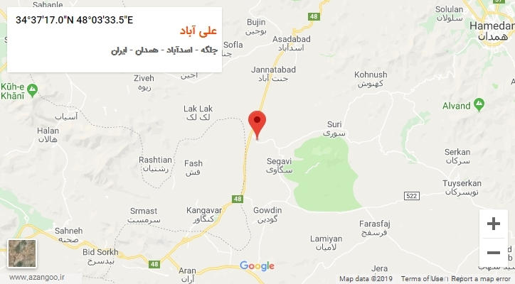 روستای علی آباد بر روی نقشه