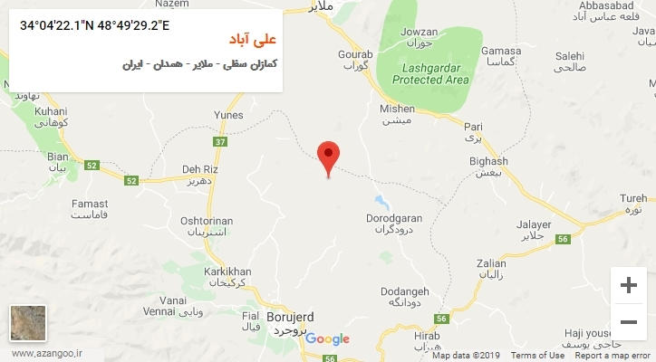 روستای علی آباد بر روی نقشه