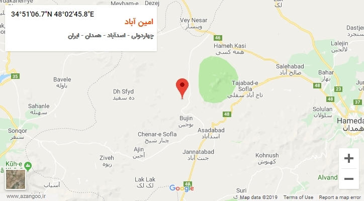 روستای امین آباد بر روی نقشه