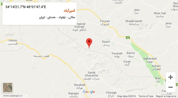 روستای امیرآباد بر روی نقشه