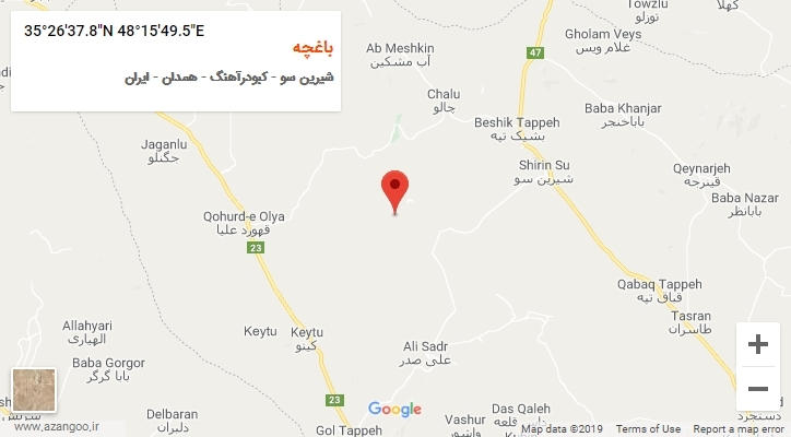 روستای باغچه بر روی نقشه