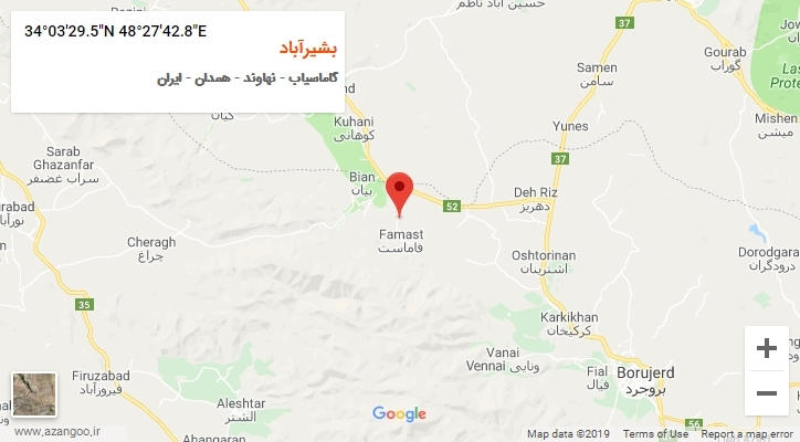 روستای بشیرآباد بر روی نقشه