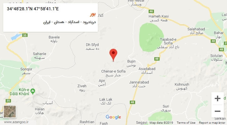 روستای بور بر روی نقشه