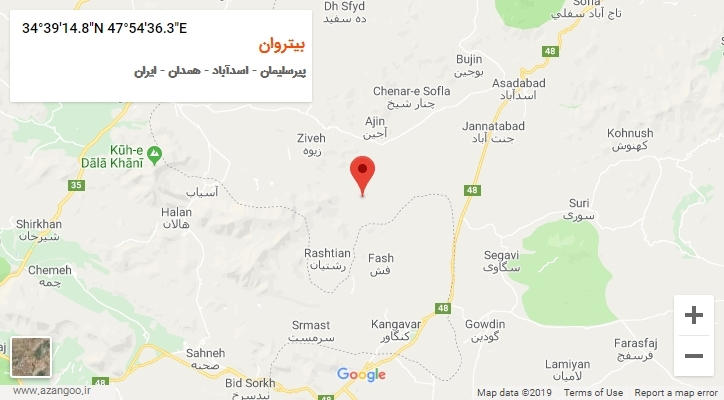 روستای بیتروان بر روی نقشه