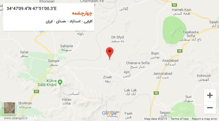 روستای چهارچشمه بر روی نقشه