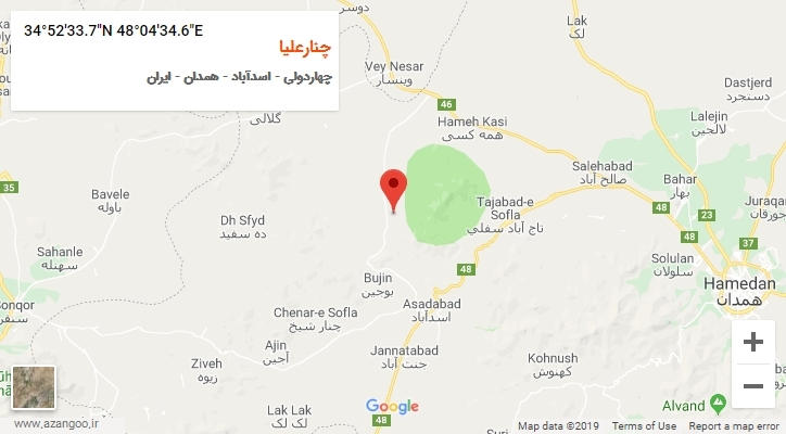 روستای چنارعلیا بر روی نقشه