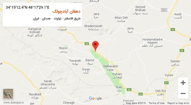 روستای دهقان آبادچولک بر روی نقشه