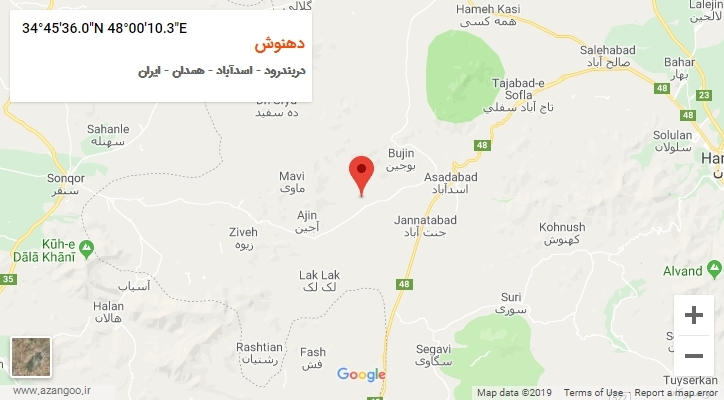 روستای دهنوش بر روی نقشه