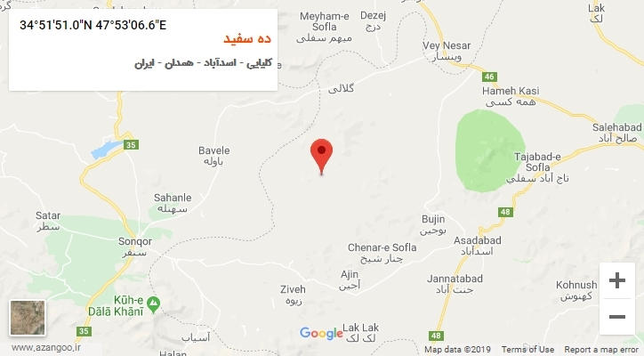 روستای ده سفید بر روی نقشه