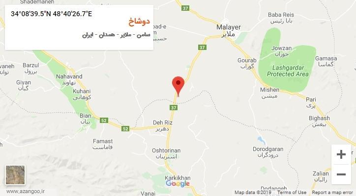 روستای دوشاخ بر روی نقشه