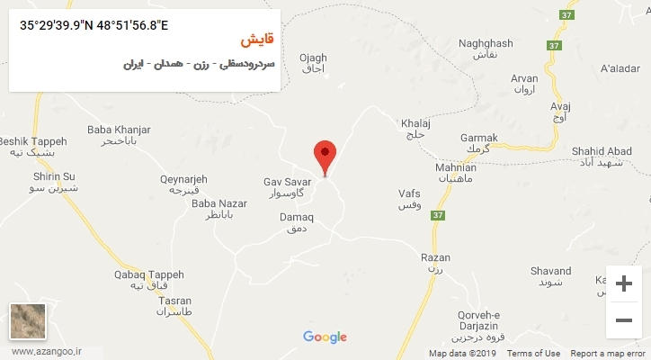 روستای قایش بر روی نقشه