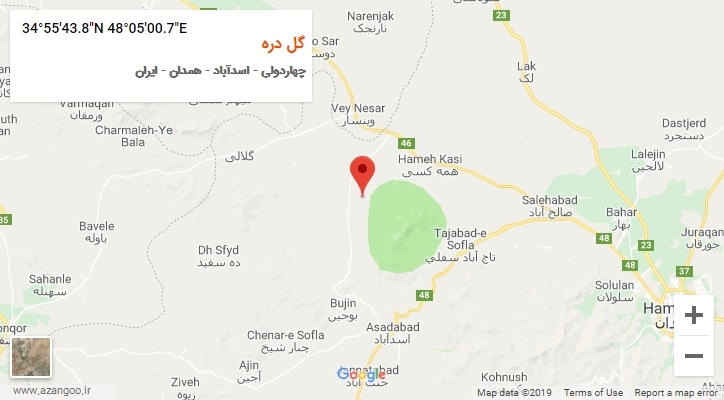 روستای گل دره بر روی نقشه