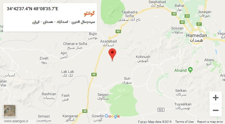 روستای گوانلو بر روی نقشه