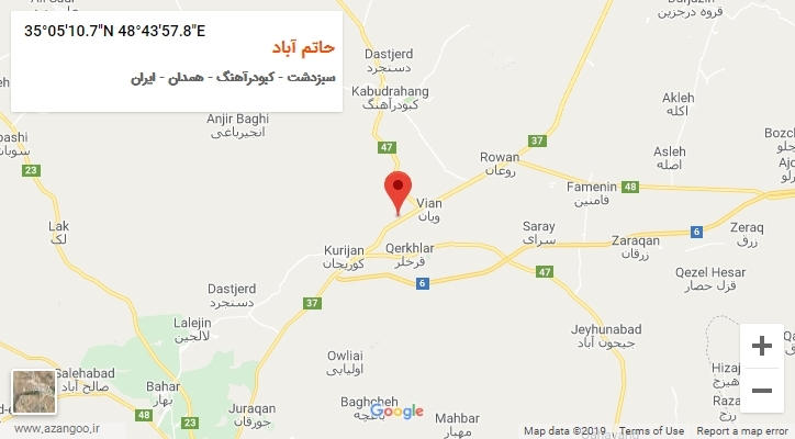 روستای حاتم آباد بر روی نقشه