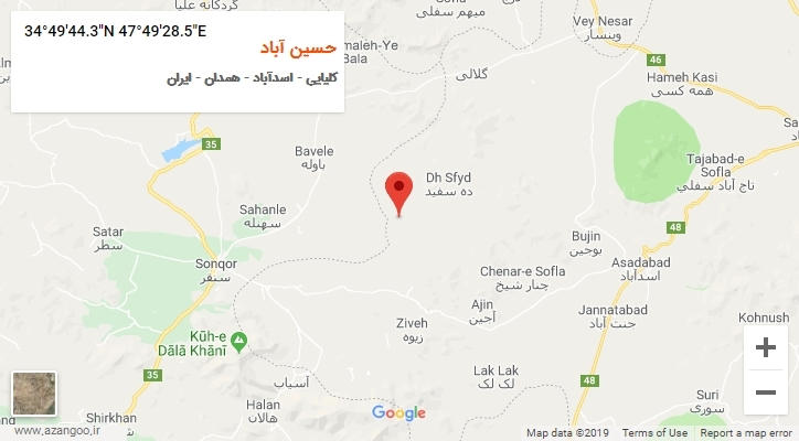 روستای حسین آباد بر روی نقشه