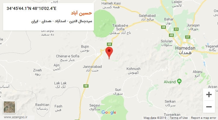 روستای حسین آباد بر روی نقشه