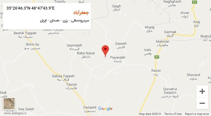 روستای جعفرآباد بر روی نقشه