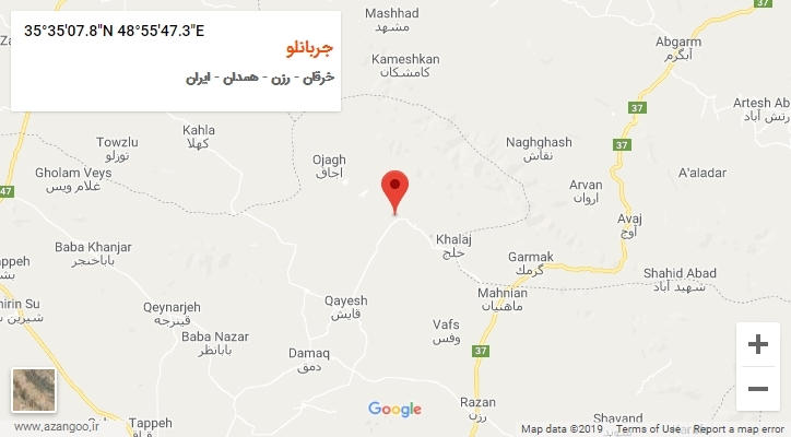 روستای جربانلو بر روی نقشه