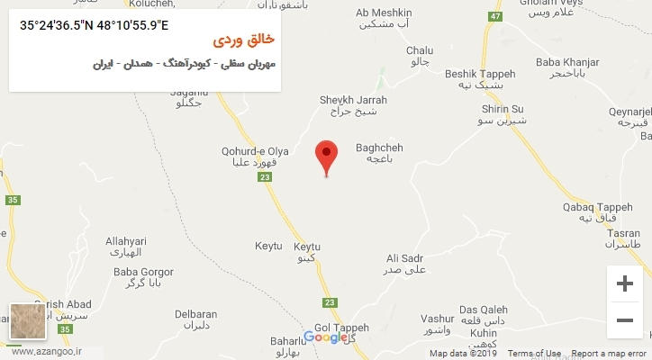 روستای خالق وردی بر روی نقشه