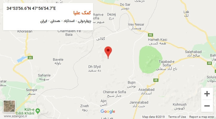 روستای کمک علیا بر روی نقشه