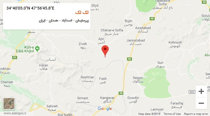 روستای لک لک بر روی نقشه