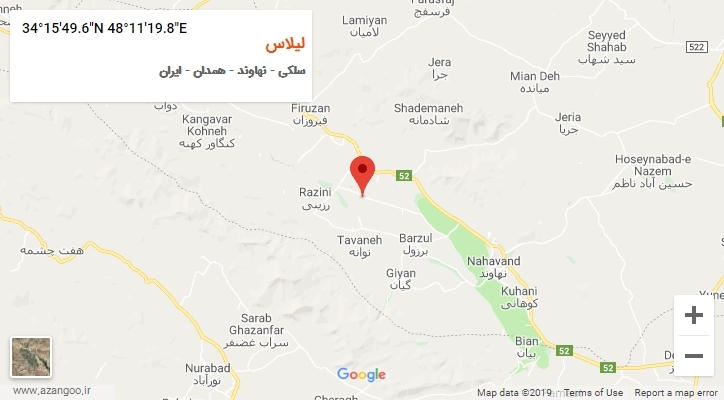 روستای لیلاس بر روی نقشه