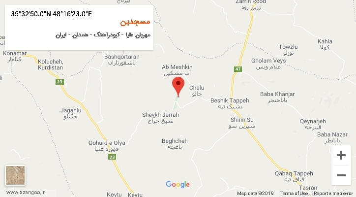 روستای مسجدین بر روی نقشه