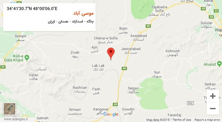 روستای موسی آباد بر روی نقشه