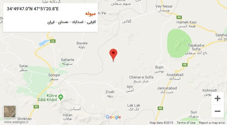 روستای میوله بر روی نقشه