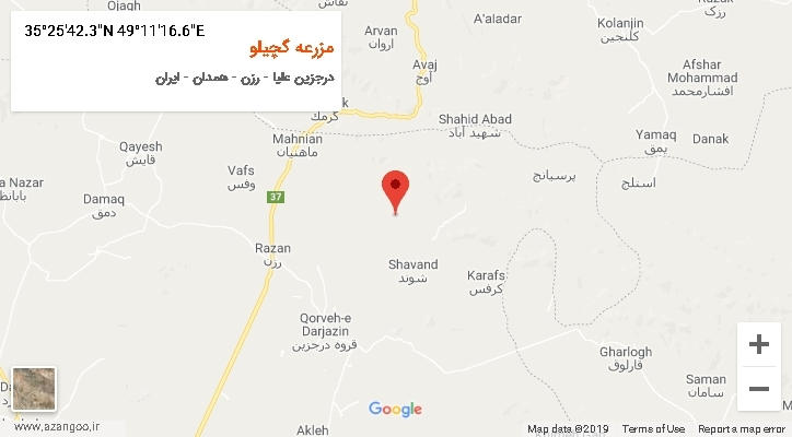 روستای مزرعه گچیلو بر روی نقشه