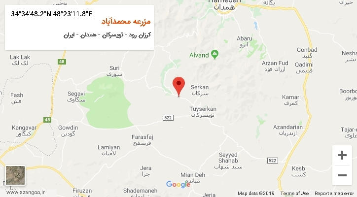 روستای مزرعه محمدآباد بر روی نقشه