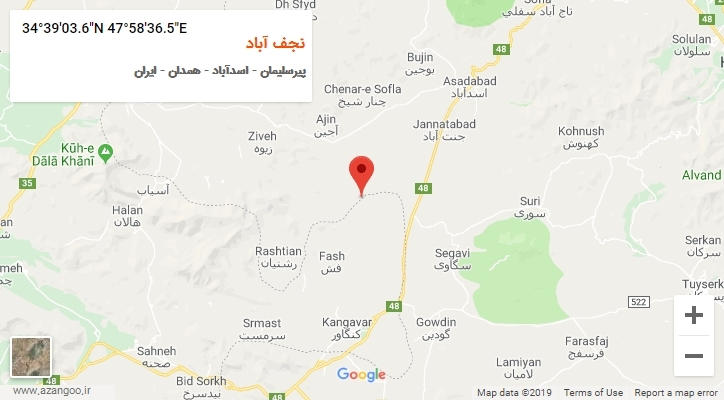 روستای نجف آباد بر روی نقشه